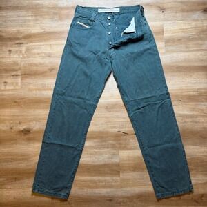 Vintage Diesel New Saddle Jeans Mens 30x32 Teal Green Made in Italy Button Fly